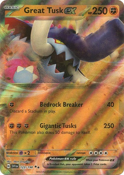 Pokémon card: Great Tusk ex 123/198 from Scarlet & Violet base set (Double Rare), Fighting type, front of card