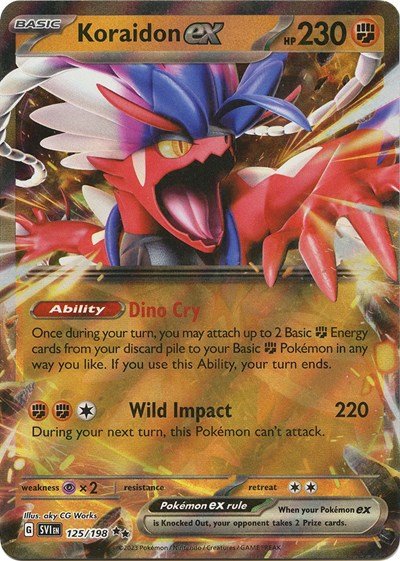 Pokémon card: Koraidon ex 125/198 from Scarlet & Violet base set (Double Rare), Fighting type, front of card