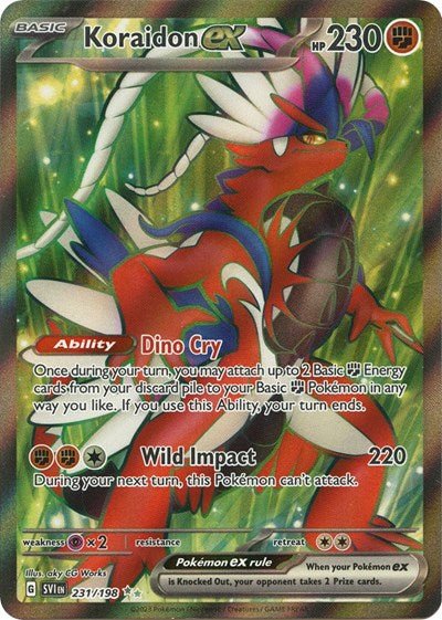 Pokémon card: Koraidon ex 231/198 from Scarlet & Violet base set (Ultra Rare), Fighting type, front of card