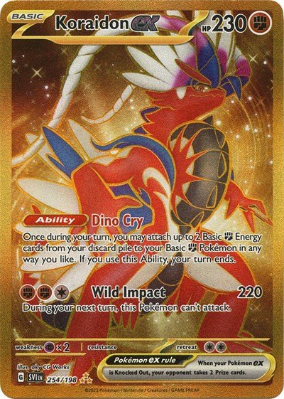 Pokémon card: Koraidon ex 254/198 from Scarlet & Violet base set (Hyper Rare), Fighting type, front of card