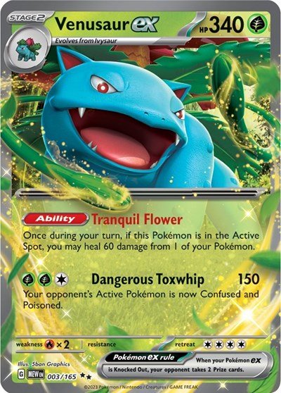 Pokémon card: Venusaur ex 003/165 from 151 (SV2a) (Double Rare), Grass type, front of card
