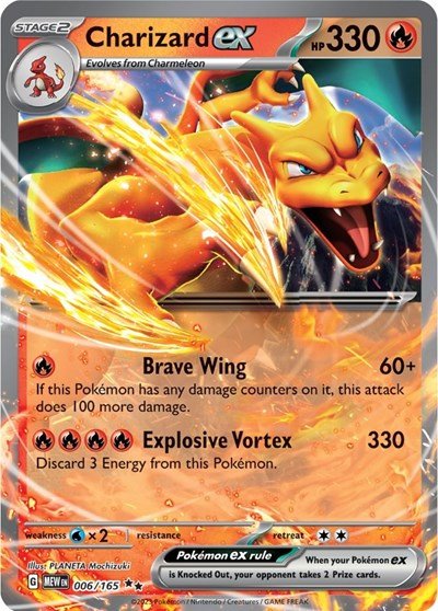 Pokémon card: Charizard ex 006/165 from 151 (SV2a) (Double Rare), Fire type, front of card