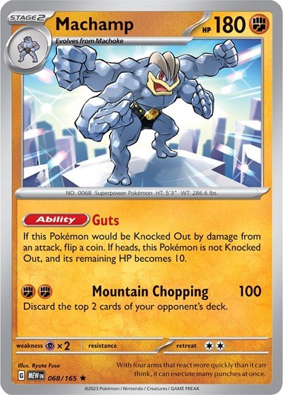 Pokémon card: Machamp 068/165 from 151 (SV2a) (Rare), Fighting type, front of card
