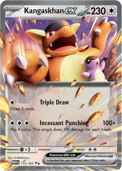 Pokémon card: Kangaskhan ex 115/165 from 151 (SV2a) (Double Rare), Colorless type, front of card