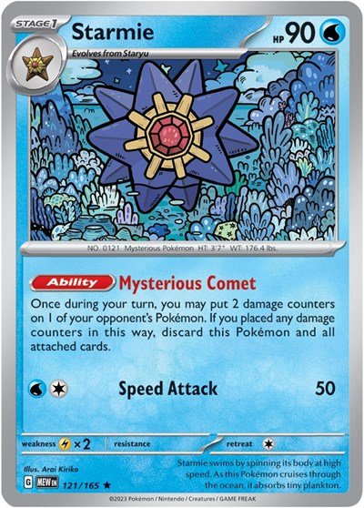 Pokémon card: Starmie 121/165 from 151 (SV2a) (Rare), Water type, front of card