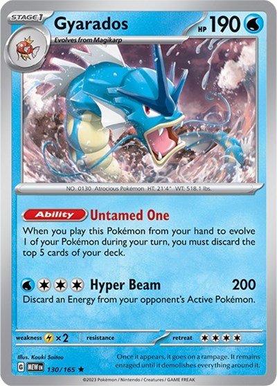 Pokémon card: Gyarados 130/165 from 151 (SV2a) (Rare), Water type, front of card