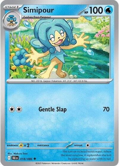 Pokémon card: Simipour (Master Ball Pattern) 018/086 from Black Bolt (Uncommon), Water type, front of card