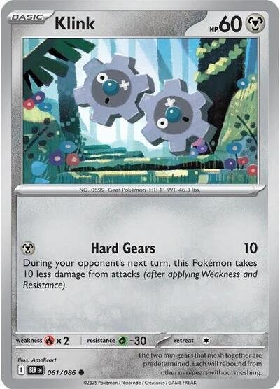Pokémon card: Klink (Master Ball Pattern) 061/086 from Black Bolt (Common), Metal type, front of card