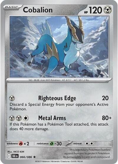 Pokémon card: Cobalion (Poke Ball Pattern) 066/086 from Black Bolt (Rare), Metal type, front of card