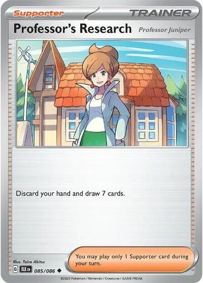Pokémon card: Professor's Research (Poke Ball Pattern) 085/086 from Black Bolt (Uncommon), front of card