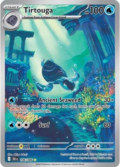 Pokémon card: Tirtouga 106/086 from Black Bolt (Illustration Rare), Water type, front of card