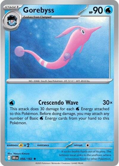 Pokémon card: Gorebyss 056/182 from Destined Rivals (Rare), Water type, front of card