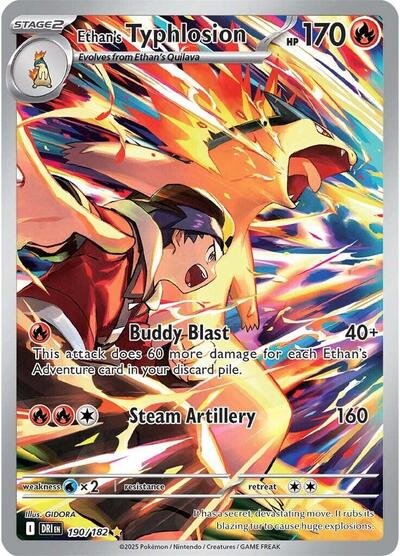 Pokémon card: Ethan's Typhlosion 190/182 from Destined Rivals (Illustration Rare), Fire type, front of card