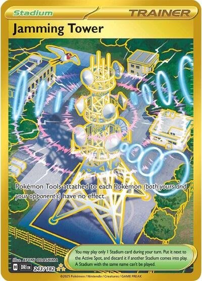 Pokémon card: Jamming Tower 243/182 from Destined Rivals (Hyper Rare), front of card