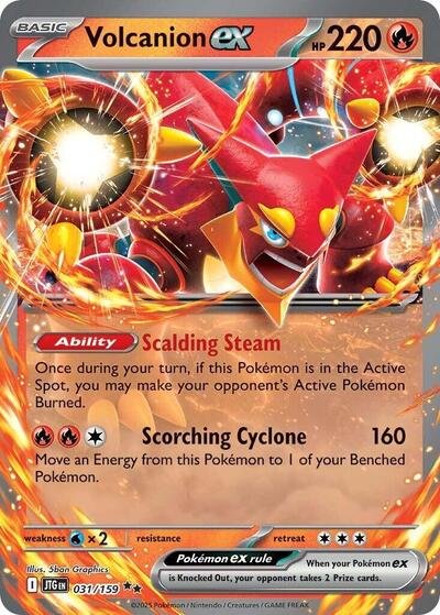 Pokémon card: Volcanion ex 031/159 from Journey Together (Double Rare), Fire type, front of card