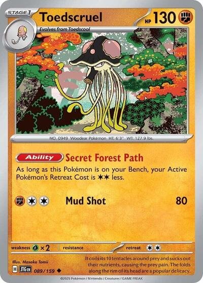 Pokémon card: Toedscruel 089/159 from Journey Together (Uncommon), Fighting type, front of card