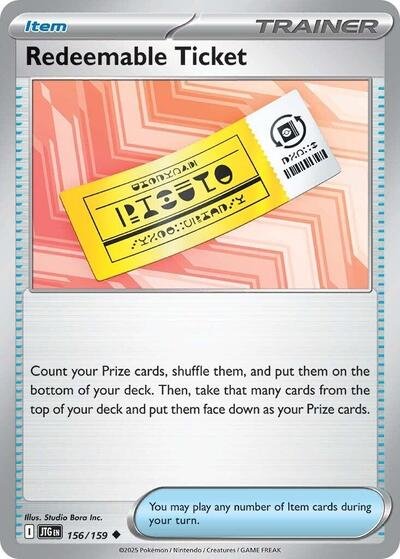 Pokémon card: Redeemable Ticket 156/159 from Journey Together (Uncommon), front of card