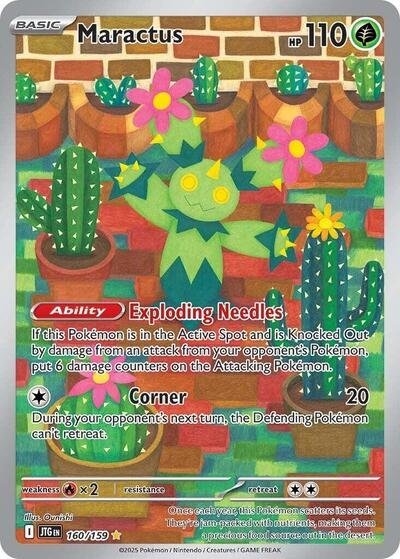 Pokémon card: Maractus 160/159 from Journey Together (Illustration Rare), Grass type, front of card