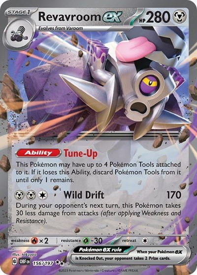 Pokémon card: Revavroom ex 156/197 from Obsidian Flames (Double Rare), Metal type, front of card
