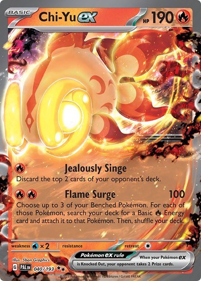 Pokémon card: Chi-Yu ex 040/193 from Paldea Evolved (Double Rare), Fire type, front of card
