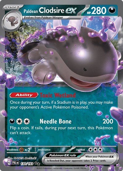 Pokémon card: Paldean Clodsire ex 130/193 from Paldea Evolved (Double Rare), front of card