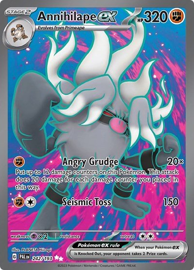 Pokémon card: Annihilape ex 242/193 from Paldea Evolved (Ultra Rare), Fighting type, front of card