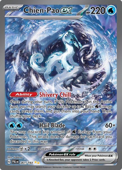 Pokémon card: Chien-Pao ex 261/193 from Paldea Evolved (Special Illustration Rare), Water type, front of card