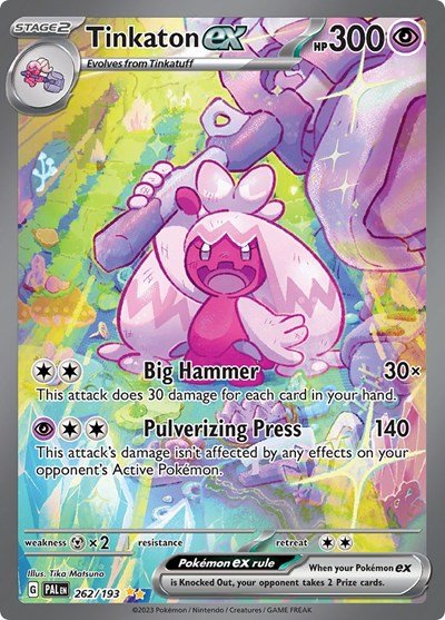 Pokémon card: Tinkaton ex 262/193 from Paldea Evolved (Special Illustration Rare), Psychic type, front of card