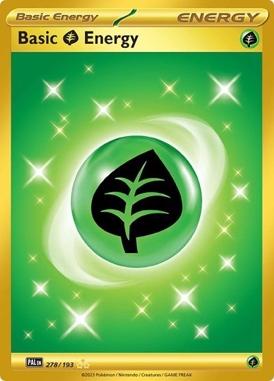 Pokémon card: Basic Grass Energy 278/193 from Paldea Evolved (Hyper Rare), front of card