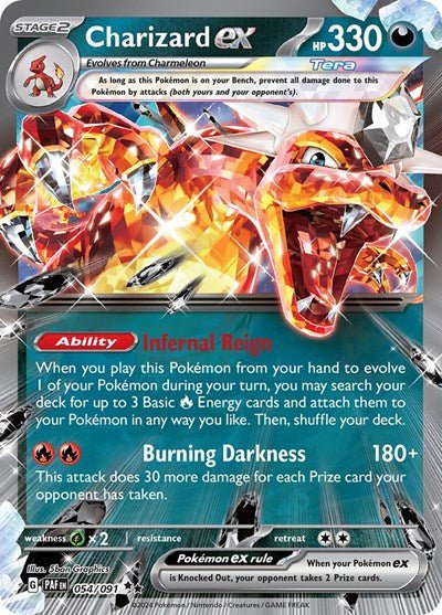 Pokémon card: Charizard ex 054/091 from Paldean Fates (Double Rare), Darkness type, front of card