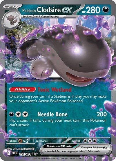Pokémon card: Paldean Clodsire ex 059/091 from Paldean Fates (Double Rare), front of card