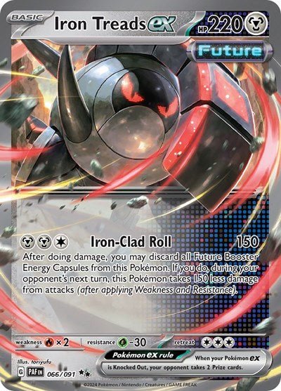 Pokémon card: Iron Treads ex 066/091 from Paldean Fates (Double Rare), Metal type, front of card