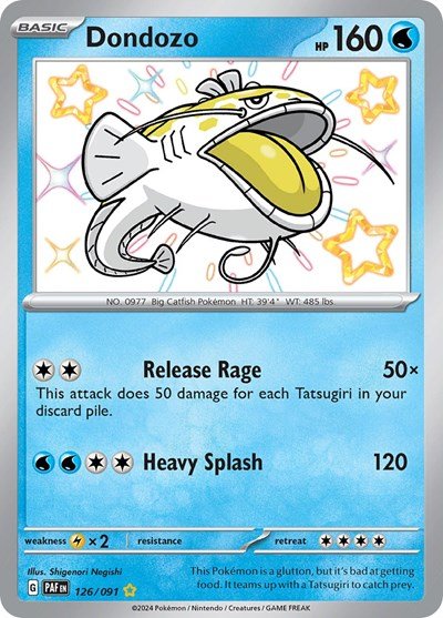 Pokémon card: Dondozo 126/091 from Paldean Fates (Shiny Rare), Water type, front of card