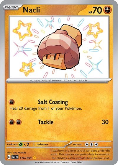 Pokémon card: Nacli 176/091 from Paldean Fates (Shiny Rare), Fighting type, front of card