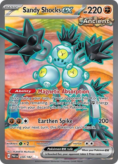 Pokémon card: Sandy Shocks ex 228/182 from Paradox Rift (Ultra Rare), Fighting type, front of card