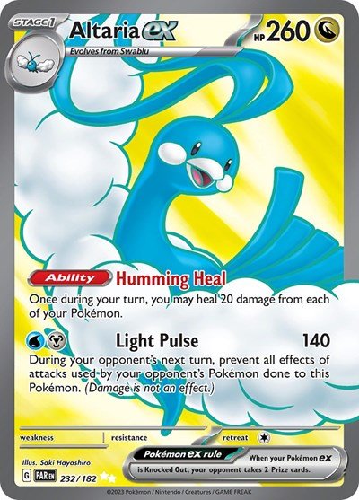 Pokémon card: Altaria ex 232/182 from Paradox Rift (Ultra Rare), Dragon type, front of card