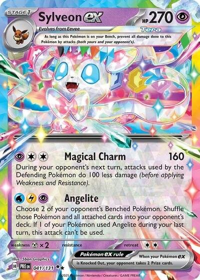 Pokémon card: Sylveon ex 041/131 from Prismatic Evolutions (Double Rare), Psychic type, front of card