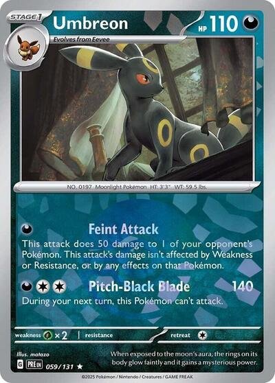 Pokémon card: Umbreon (Poke Ball Pattern) 059/131 from Prismatic Evolutions (Rare), Darkness type, front of card