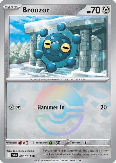 Pokémon card: Bronzor (Poke Ball Pattern) 066/131 from Prismatic Evolutions (Common), Metal type, front of card
