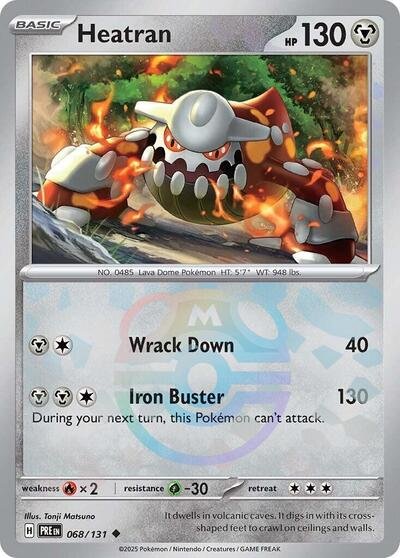 Pokémon card: Heatran (Master Ball Pattern) 068/131 from Prismatic Evolutions (Uncommon), Metal type, front of card