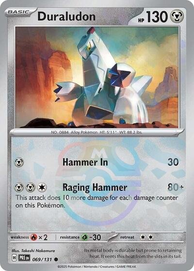 Pokémon card: Duraludon (Master Ball Pattern) 069/131 from Prismatic Evolutions (Common), Metal type, front of card