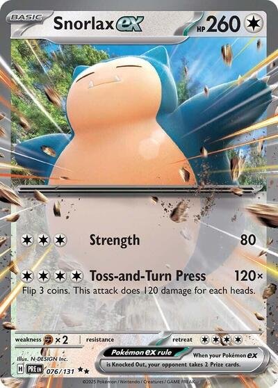 Pokémon card: Snorlax ex 076/131 from Prismatic Evolutions (Double Rare), Colorless type, front of card