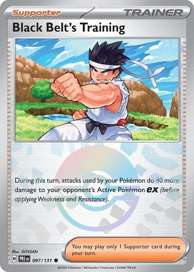 Pokémon card: Black Belt's Training (Poke Ball Pattern) 097/131 from Prismatic Evolutions (Common), front of card