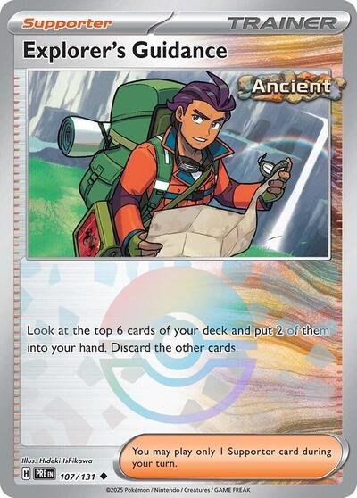 Pokémon card: Explorer's Guidance (Poke Ball Pattern) 107/131 from Prismatic Evolutions (Uncommon), front of card