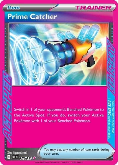 Pokémon card: Prime Catcher 119/131 from Prismatic Evolutions (ACE SPEC Rare), front of card