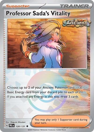 Pokémon card: Professor Sada's Vitality (Poke Ball Pattern) 120/131 from Prismatic Evolutions (Uncommon), front of card