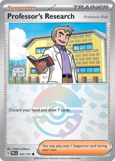 Pokémon card: Professor's Research [Professor Oak] (Poke Ball Pattern) 122/131 from Prismatic Evolutions (Common), front of card