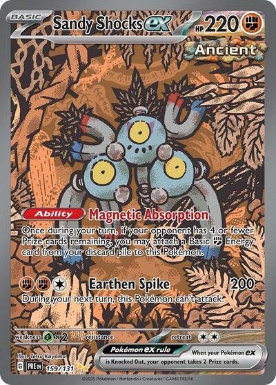 Pokémon card: Sandy Shocks ex 159/131 from Prismatic Evolutions (Special Illustration Rare), Fighting type, front of card