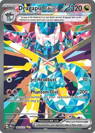 Pokémon card: Dragapult ex 165/131 from Prismatic Evolutions (Special Illustration Rare), Dragon type, front of card