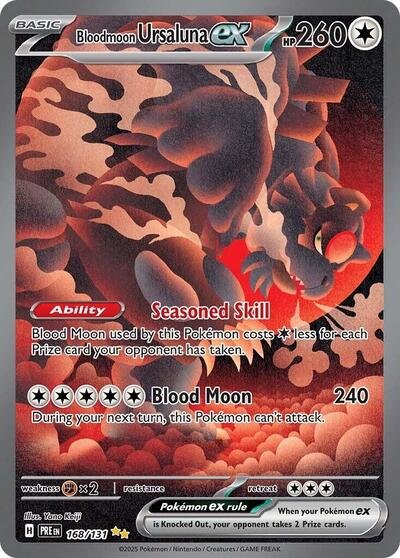 Pokémon card: Bloodmoon Ursaluna ex 168/131 from Prismatic Evolutions (Special Illustration Rare), Colorless type, front of card